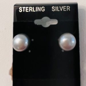 Beautiful Genuine Gray 9mm Genuine Pearl Earrings 14k Gold Plated 925